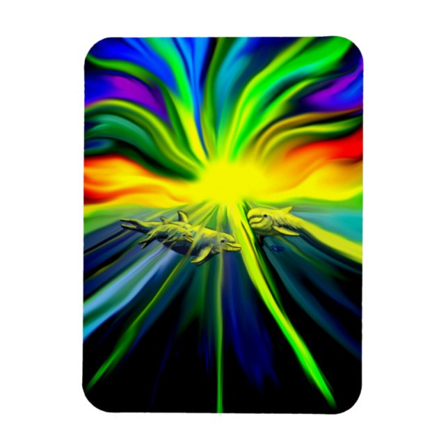 Ímã Família de golfinhos no sol (Vertical)