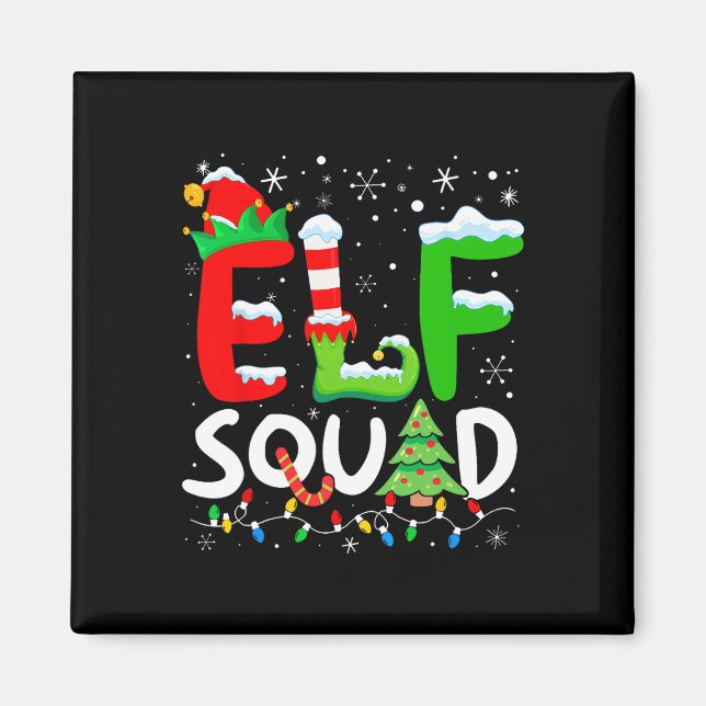 Imã Família Elf Coincidência de Natal Pijama Xmas Squ  (Frente)