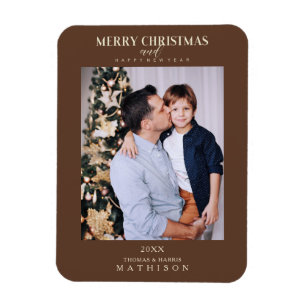 Ímã Família Foto Marrom Natal Moderno Sofisticado