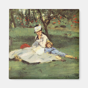 Imã Família francesa impressionista de Manet no jardi