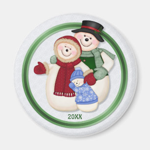 Imã Família gelado do boneco de neve - azul
