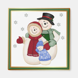 Imã Família gelado do boneco de neve - rosa