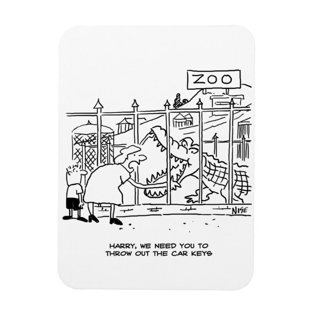 Ímã Família no Zoo. Pai Engolido pelo Alligador (Vertical)