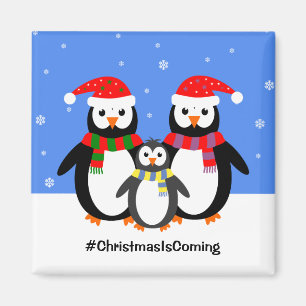 Imã Família Pinguim, seu Natal de texto