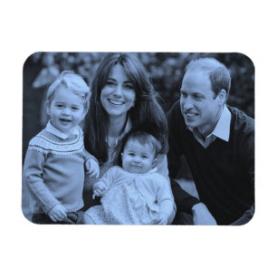 Ímã Família Prince William Dez 2015 — azul monocromo