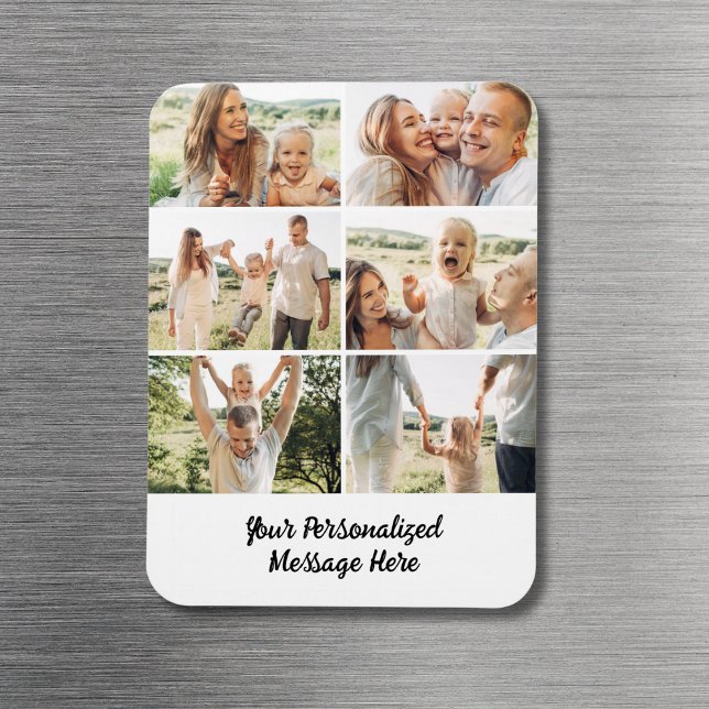Ímã Family Custom 6 Photo Collage Custom Text  (Criador carregado)
