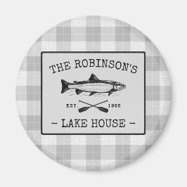 Imã Family Lake House Oars Fish Xadrez redonda branca
