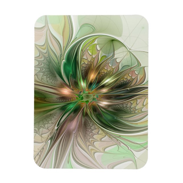 Ímã Fantasia Abstrata Moderna Colorida Flor Fractal (Vertical)
