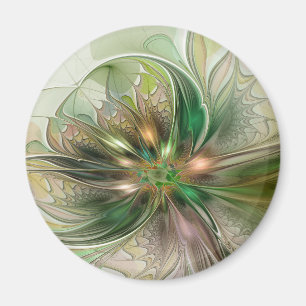 Imã Fantasia Abstrata Moderna Colorida Floral Fractal