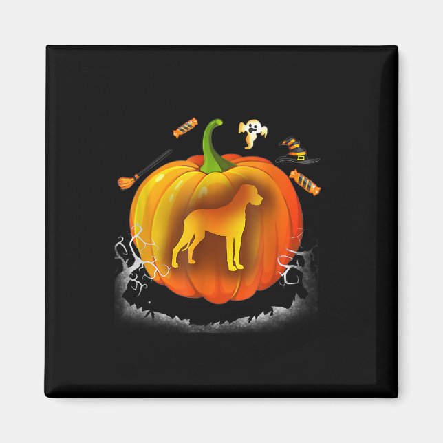 Imã fantasia de abóbora de cão rottweiler halloween (Frente)