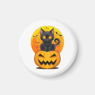 Imã Fantasia de Abóbora de Gato Preto de Halloween