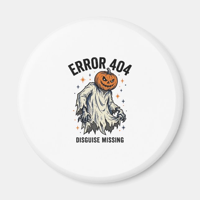 Imã Fantasia de Abóbora Fantasma Erro 404 de Halloween (Frente)