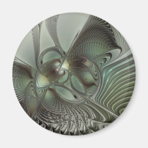 Imã Fantasia de Arte Fractal da Cinza Olive Sage