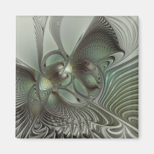 Imã Fantasia de Arte Fractal da Cinza Olive Sage