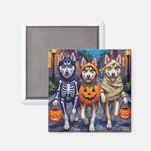 Imã Fantasia de Halloween do Siberian Husky fazendo Tr