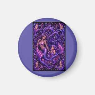 Imã Fantasia de Mermaid Violeta Duo Sonho Oceânico Art
