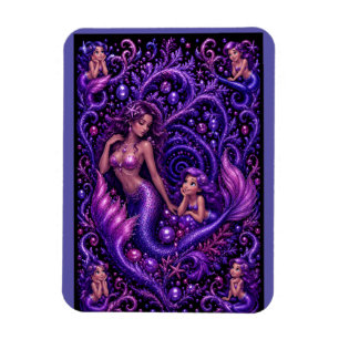 Ímã Fantasia de Mermaid Violeta Duo Sonho Oceano Arte