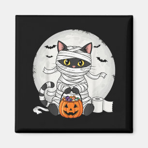 Imã Fantasia de Múmia de Gato Preto Fofa de Halloween 