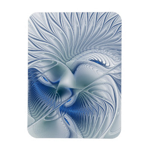 Ímã Fantasia Dinâmica Tons Azuis Arte Fractal Abstrata