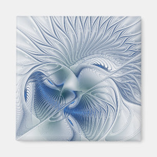 Imã Fantasia Dinâmica Tons Azuis Arte Fractal Abstrata
