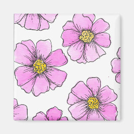 Imã Fantasia e Flores de Aquarela Rosa
