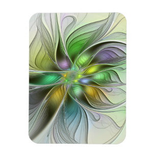 Ímã Fantasia Floral Colorida Moderno Abstrato Fractal