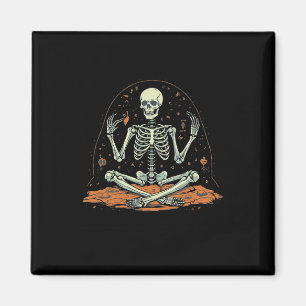 Imã Fantasias de Halloween de Esqueleto Meditando Yoga