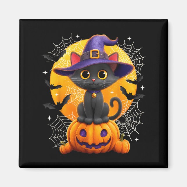 Imã Fantasias de Halloween de Gata Preta da Lua, Bruxa (Frente)