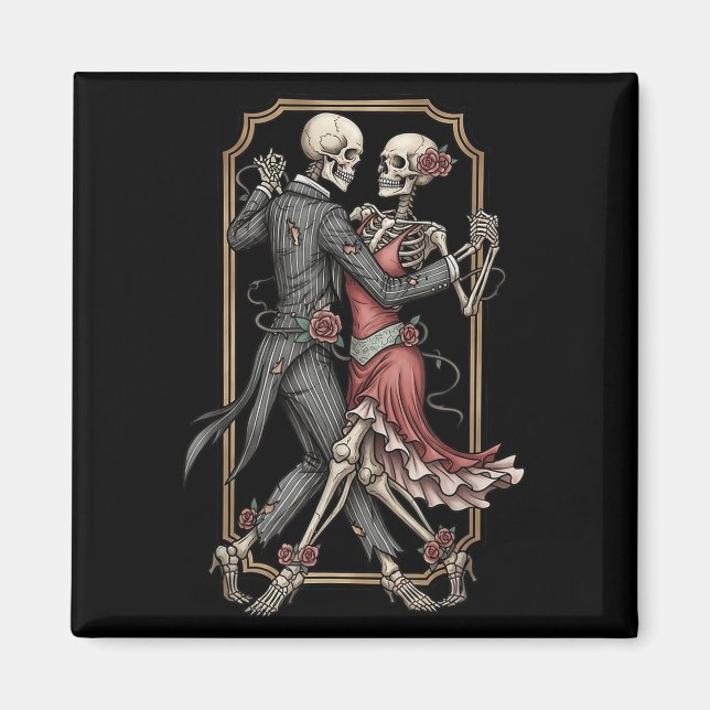 Imã Fantasias de Halloween de Tango de Esqueleto Dança (Frente)