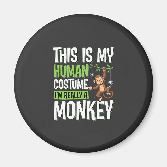 Imã Fantasias de Macaco Engraçado Vetor de Halloween (Frente)