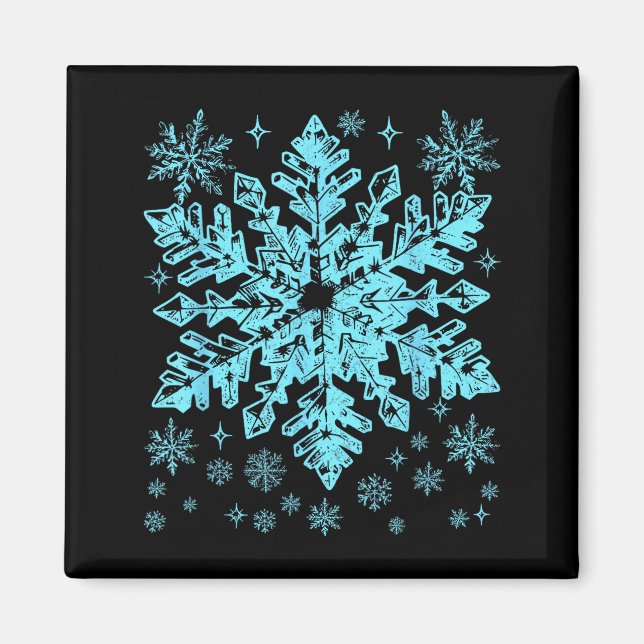 Imã Fantasias de Natal de Floco de Neve Azul de Invern (Frente)