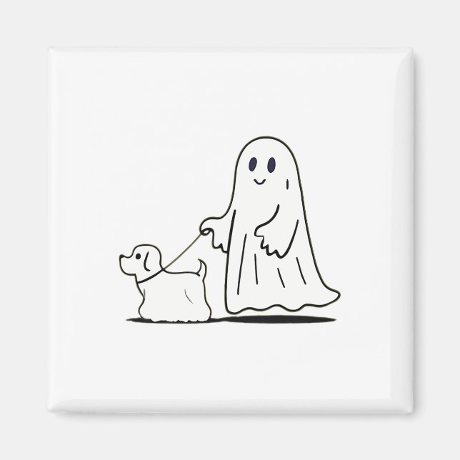 Imã Fantasma Andando Cachorro Ghostie Dia de as Bruxas (Frente)