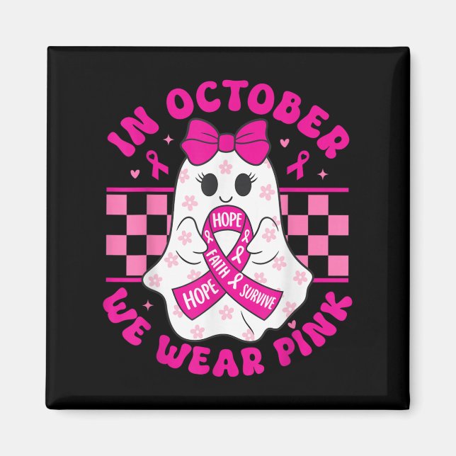 Imã Fantasma Assustador de Halloween Rosa Conscientiza (Frente)