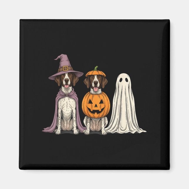 Imã Fantasma Assustador Inglês Pointer Abóbora Cachorr (Frente)
