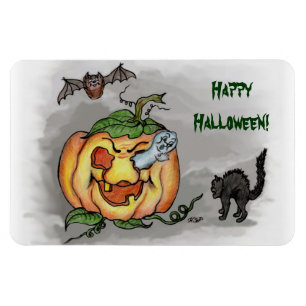 Ímã fantasma, bastão e gato, o Dia das Bruxas feliz!