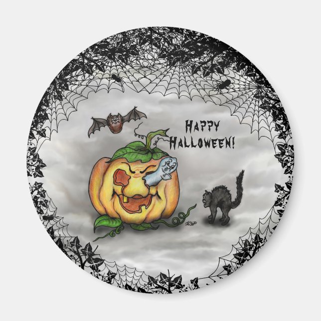 Imã Fantasma, Bat e Cat, Feliz Halloween! (Frente)