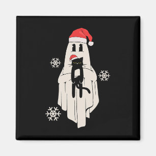 Imã Fantasma Bonita Com Papai Noel Segurando Gato Pret