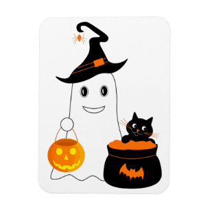 Ímã Fantasma bonito com gato preto celebra o Dia do Di