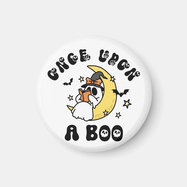 Imã Fantasma Bonito Lendo uma Vez em uma Boo (Frente)