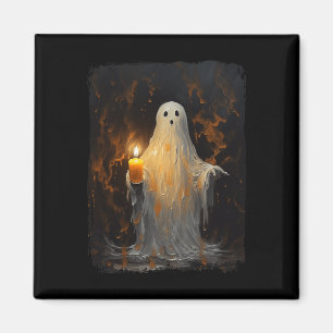 Imã Fantasma Bonito Segurando Velas Diversão Halloween