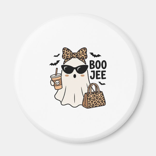 Imã Fantasma Boo Jee Halloween Arco de Leopardo Design (Frente)