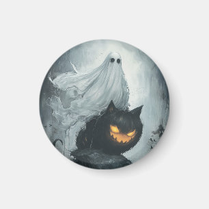 Imã Fantasma das Halloween Andando a Gato Negro