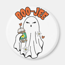 Imã Fantasma de Boo-Jee Halloween com café gelado na m
