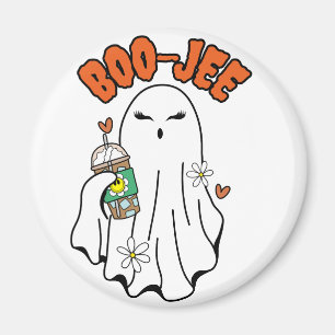 Imã Fantasma de Boo-Jee Halloween com café gelado na m