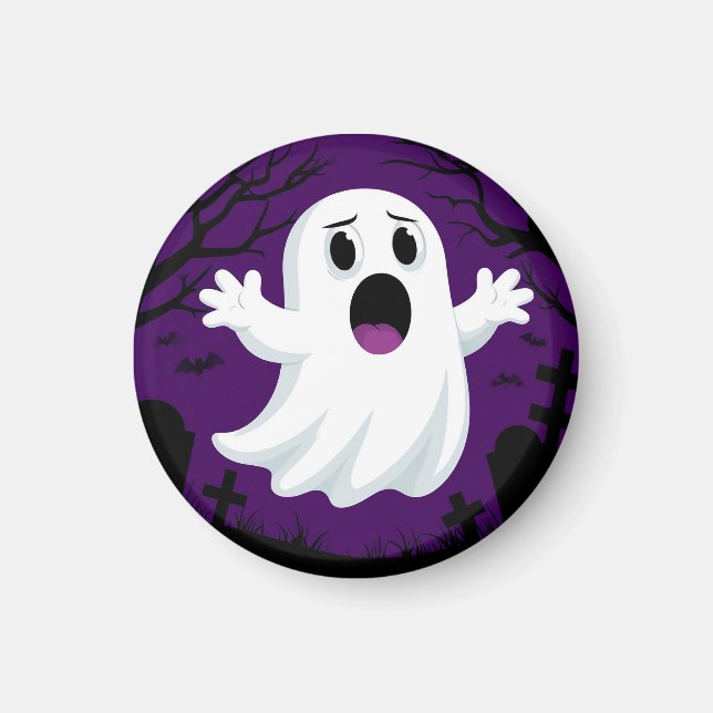Imã Fantasma de Desenho Adorável no Halloween Assustad (Frente)