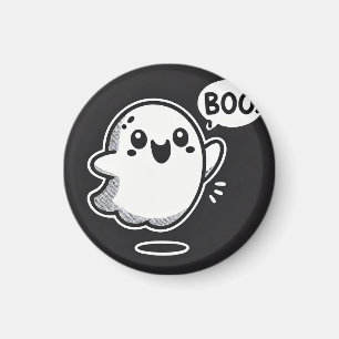 Imã Fantasma de desenho animado fofo dizendo Boo