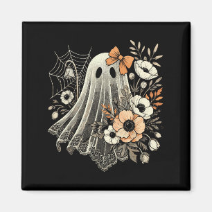 Imã Fantasma de Halloween com Flores Vintage
