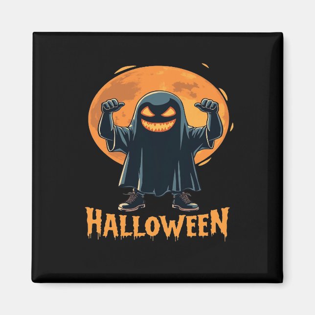 Imã Fantasma de Halloween Spooky com Design de Lua Che (Frente)