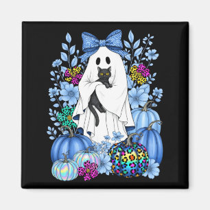 Imã Fantasma de Halloween Vintage Segurando Gatos Pret