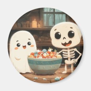 Imã Fantasma E Esqueleto Bonitos Com Bolsa De Doces -